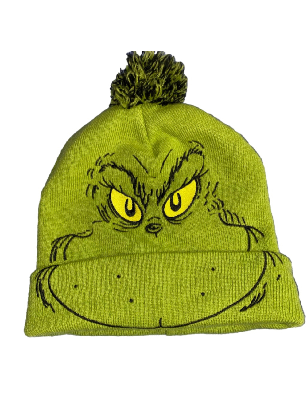 Boys Grinch Beanie Hat One Size Green Black